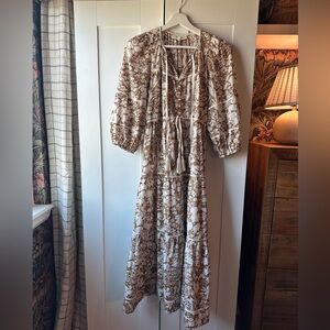 THE GREAT. Bonnet Dress in Tan Floral